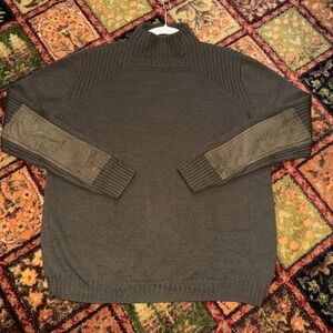 Blanc Bleu Men's L Merino Wool Sweater Elbow Patches Academia Brown Portugal